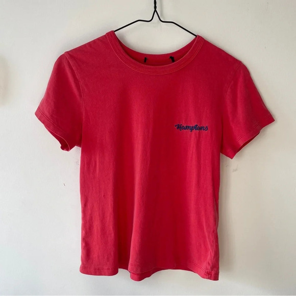 F21 Red cotton ‎ t-shirt with “Hamptons” embroidered writing - Picture 1 of 6